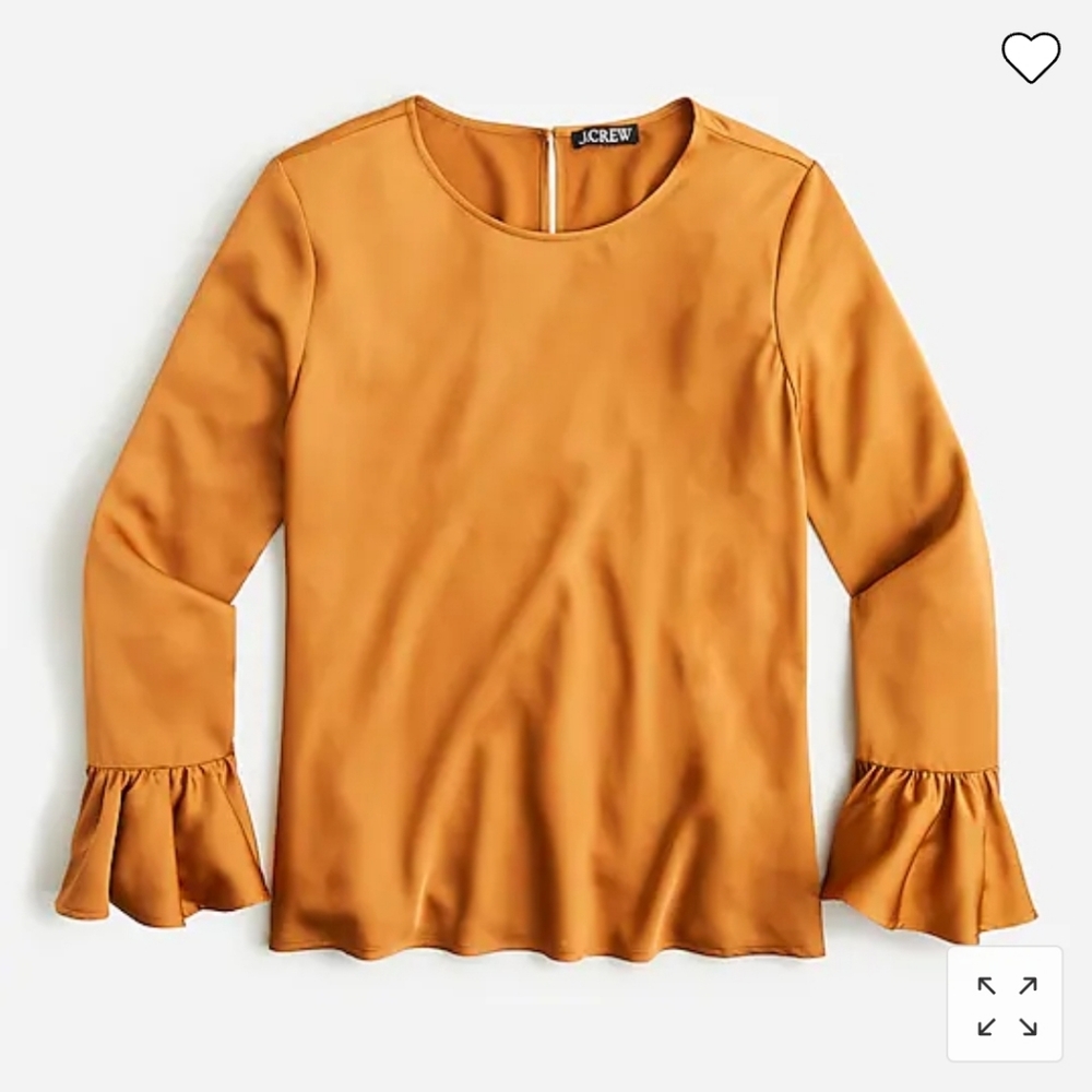 NWT JCrew silky satin ruffle sleeves top, XS